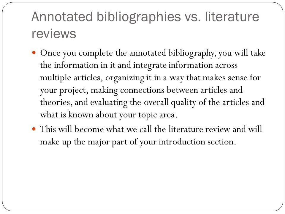 annotated bibliography to literature review